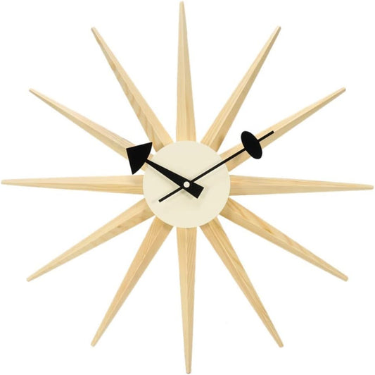 Wall Clock Decorative Modern Clock Mid Century Retro Design Wooden Decorative Modern Silent Wall Clock for Home Kitchen Living Room Office Wall Clocks for Office ( Color : Natural , Size : 48*48*7Cm )