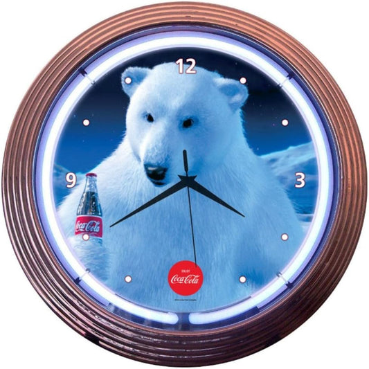 Neonetics Drinks Coca Cola Polar Bear Neon Wall Clock, 15-Inch