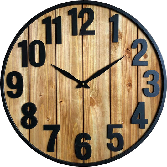Montoire Farmhouse Wall Clock Large, Large Wall Clock 24 Inches or Larger for Living Room - Giant Oversized Vintage Decorative Clocks for Walls and Large Bold Living Room Decor